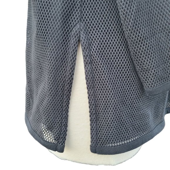 Joan Vass Black 3/4 Sleeve V Neck Mesh Pullover Collared Top Women's Size Large - Picture 4 of 13